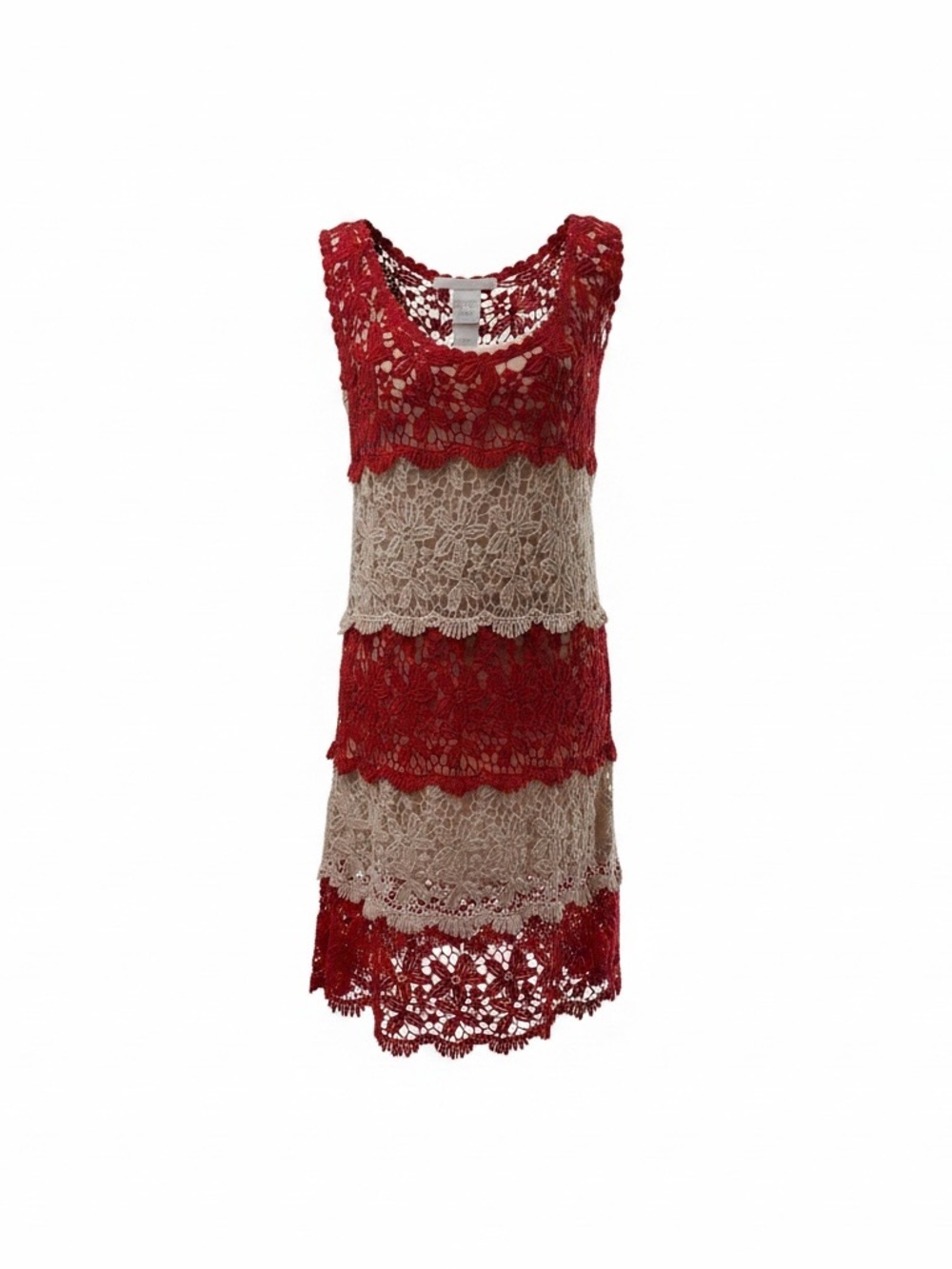 Solitaire Red and Cream Crochet Lace Top